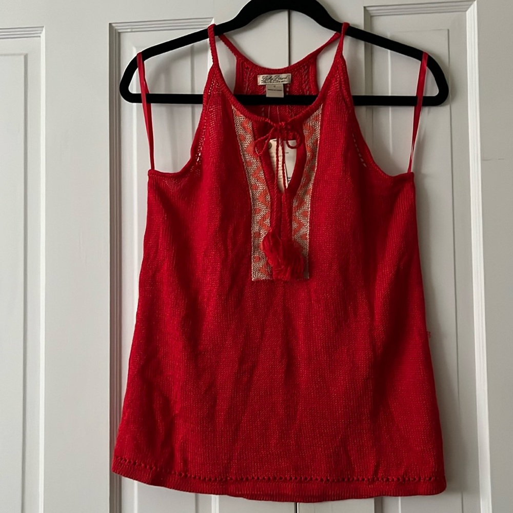 NWT Lucky Brand Crochet Tank Top Red